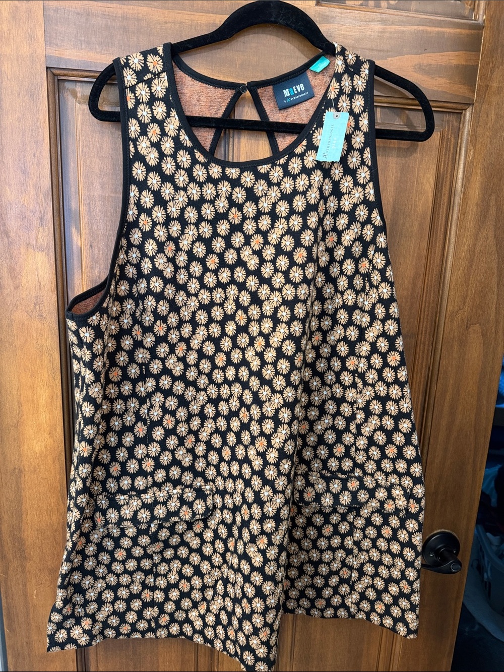 Maeve Black Tank with Cream Daisy Motif